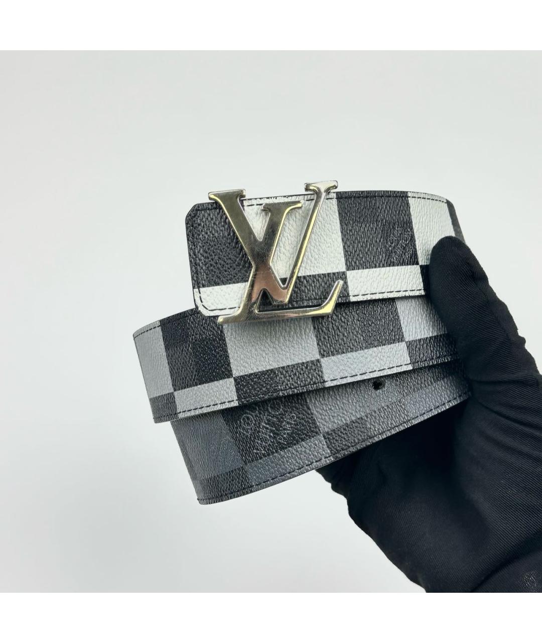 LOUIS VUITTON Антрацитовый кожаный ремень, фото 2