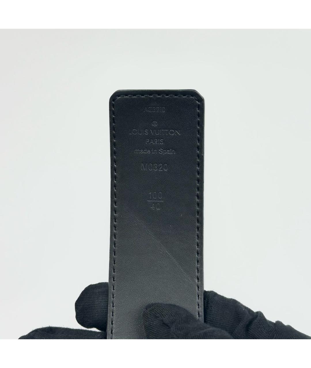 LOUIS VUITTON Антрацитовый кожаный ремень, фото 3
