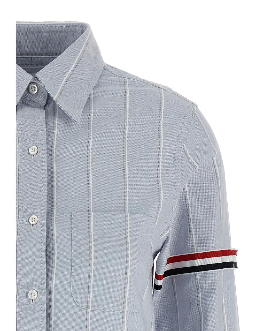 THOM BROWNE Голубая хлопковая рубашка, фото 3