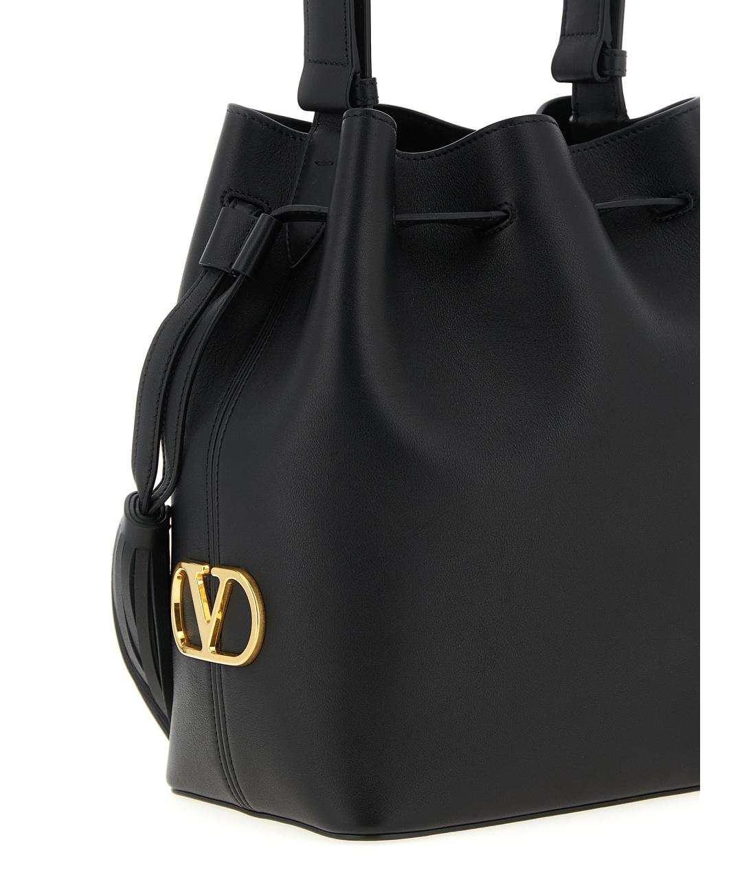 VALENTINO Черная кожаная сумка тоут, фото 3