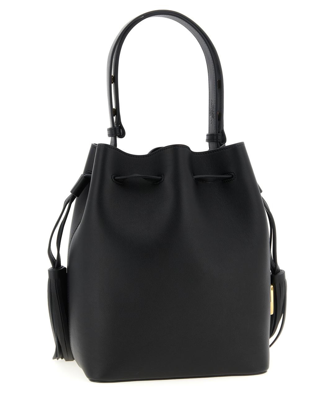 VALENTINO Черная кожаная сумка тоут, фото 2