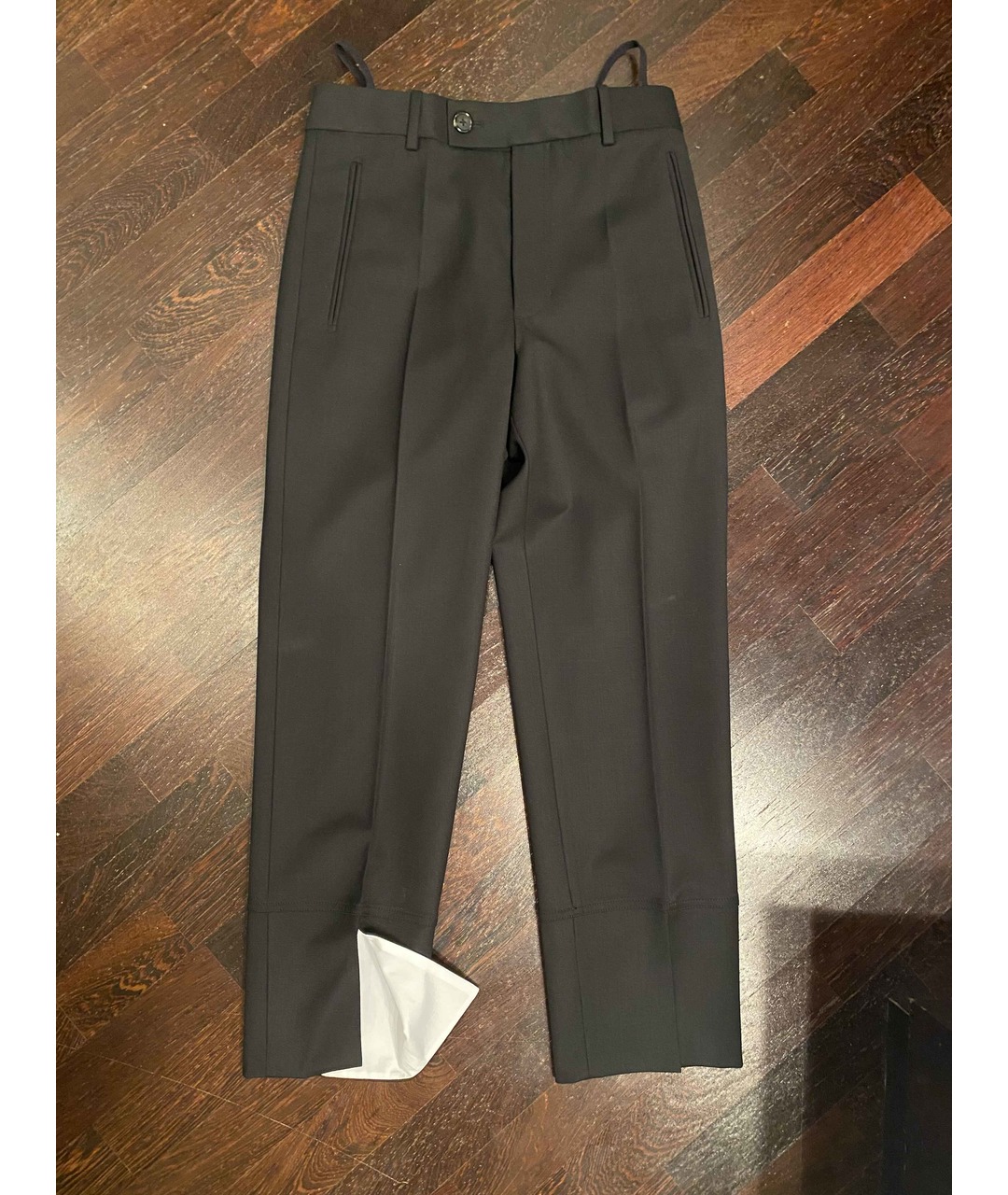 HELMUT LANG Черные шерстяные прямые брюки, фото 8
