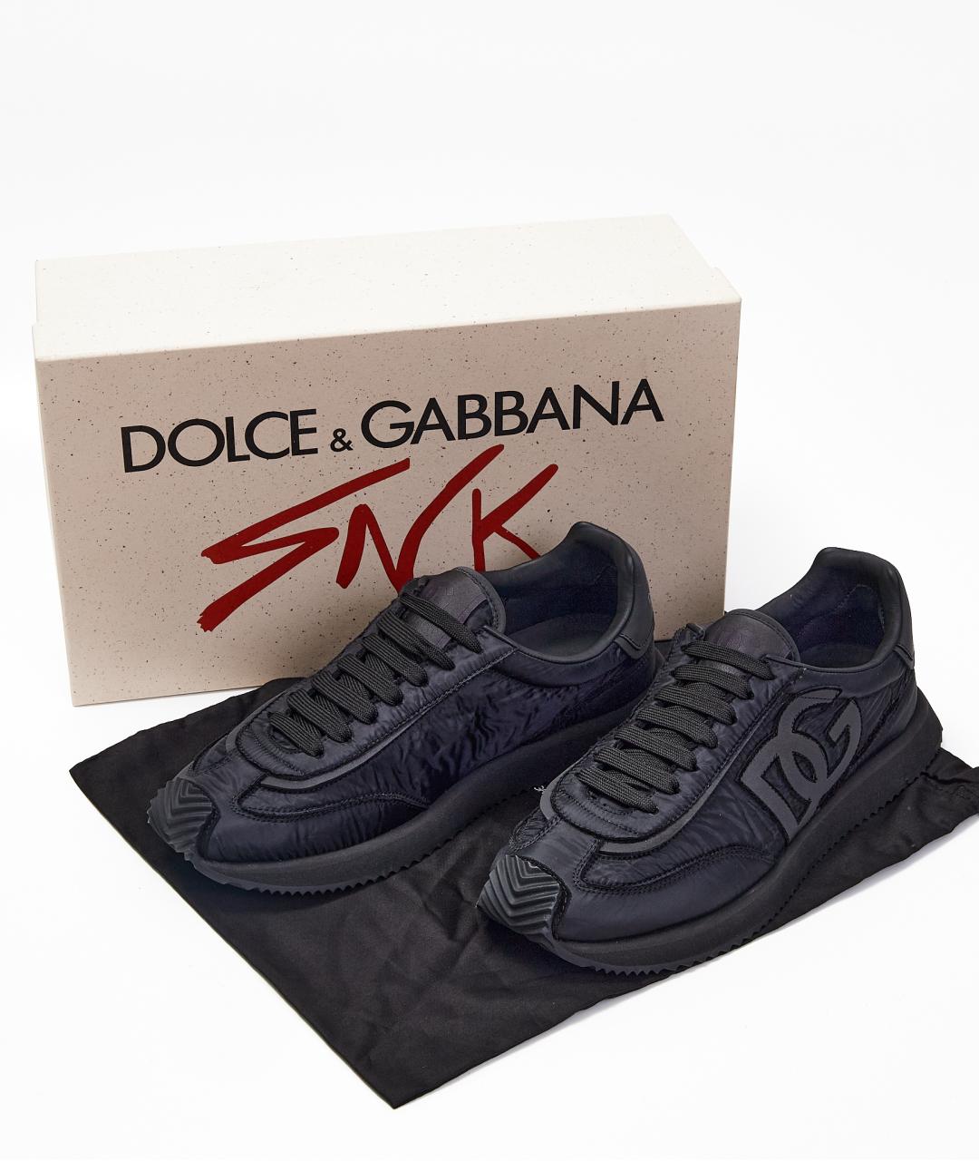 DOLCE&GABBANA Черные текстильные низкие кроссовки / кеды, фото 8