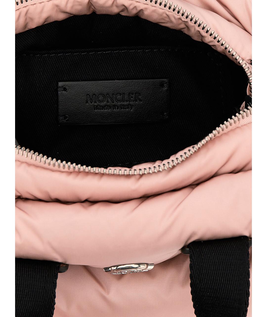 MONCLER Розовая синтетическая сумка тоут, фото 4