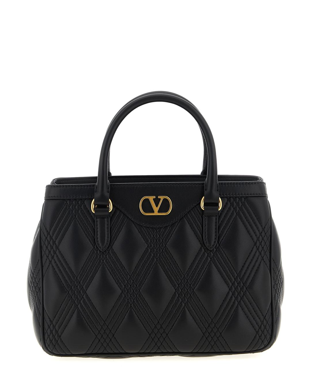 VALENTINO Черная кожаная сумка тоут, фото 1