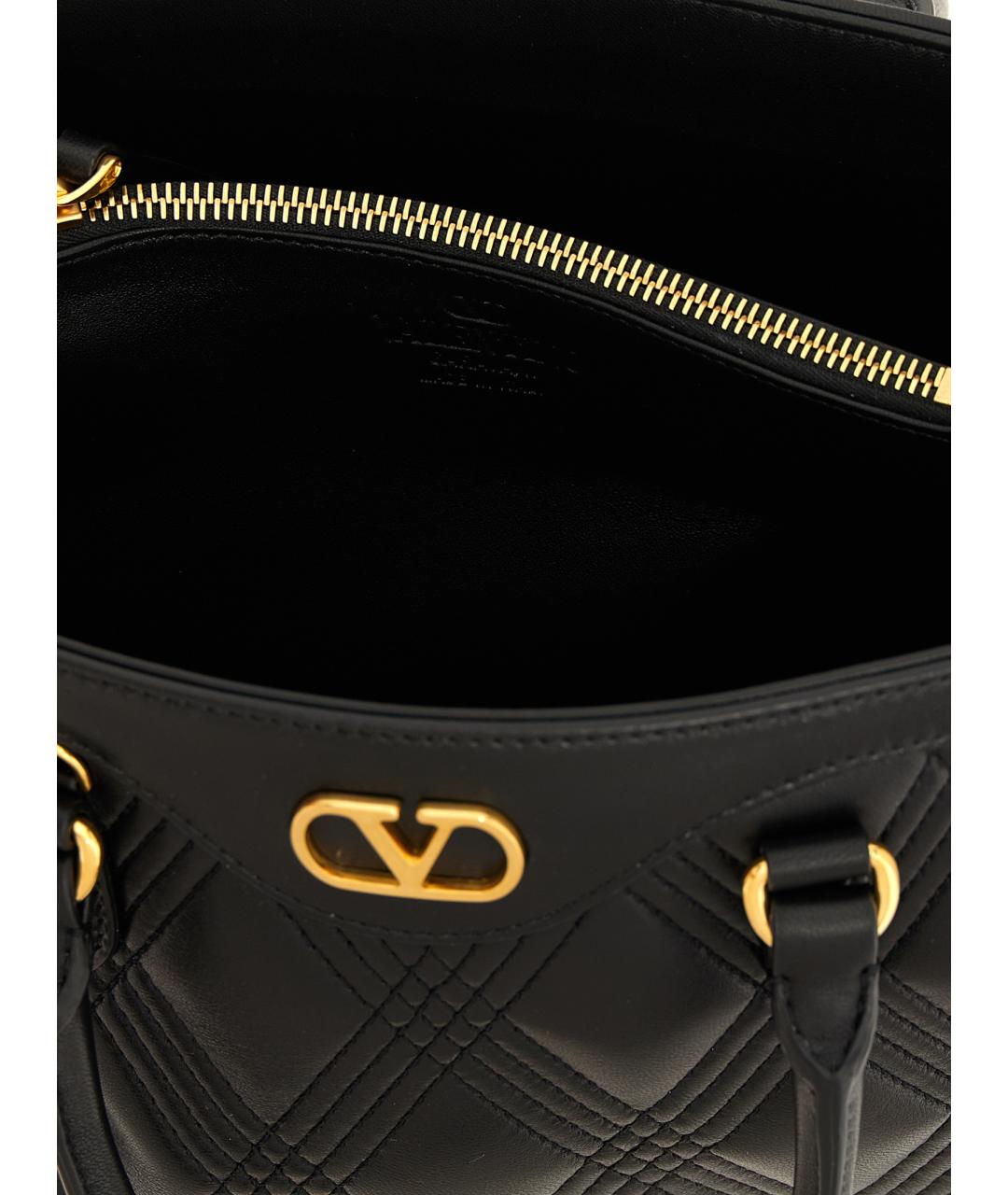 VALENTINO Черная кожаная сумка тоут, фото 4