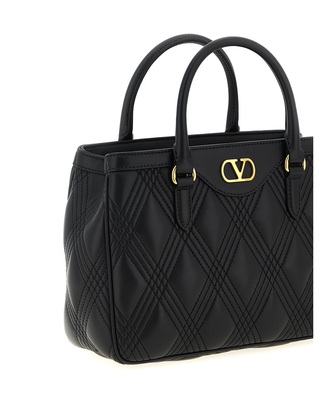 VALENTINO Черная кожаная сумка тоут, фото 3