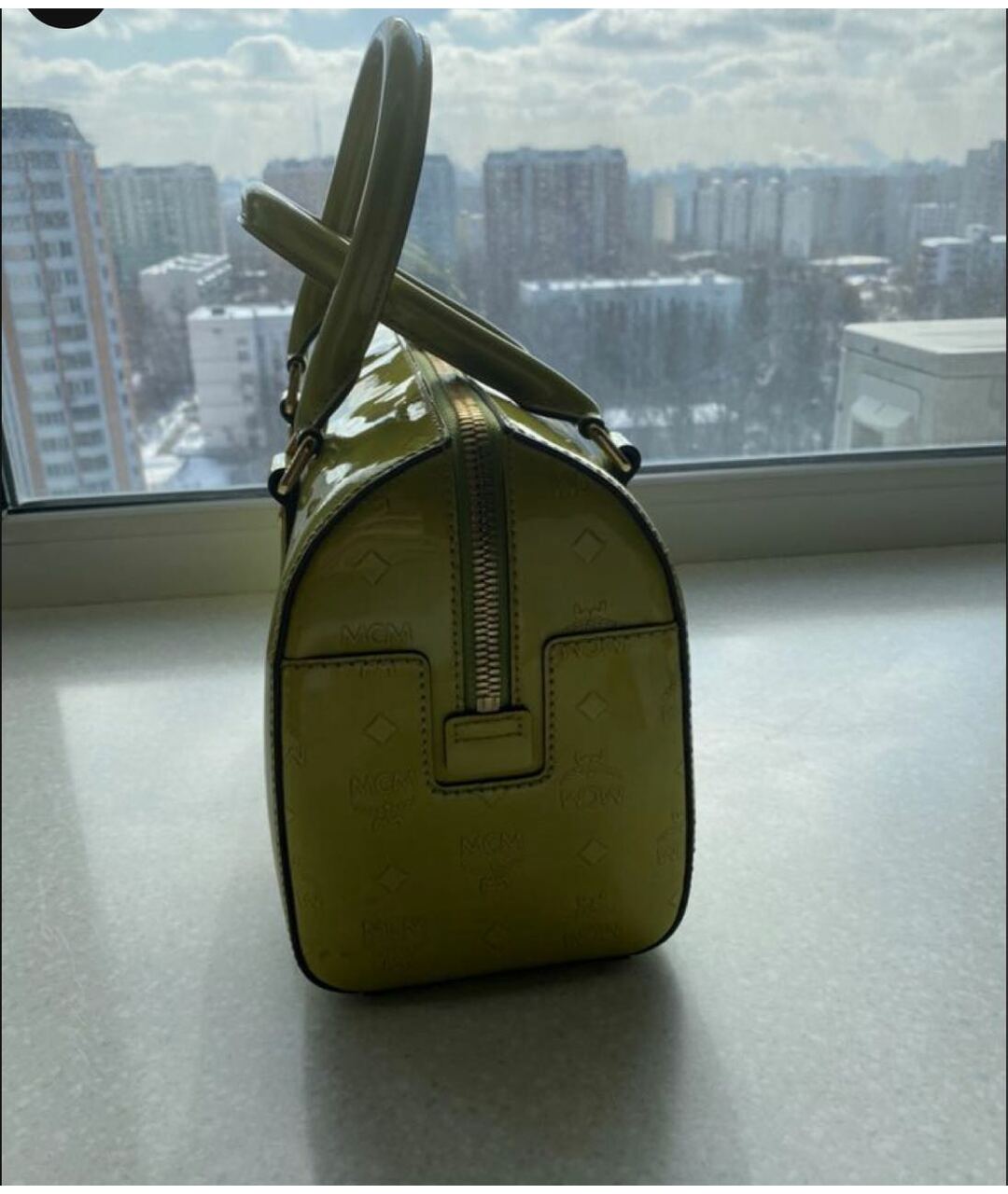 MCM Зеленая сумка тоут из лакированной кожи, фото 2