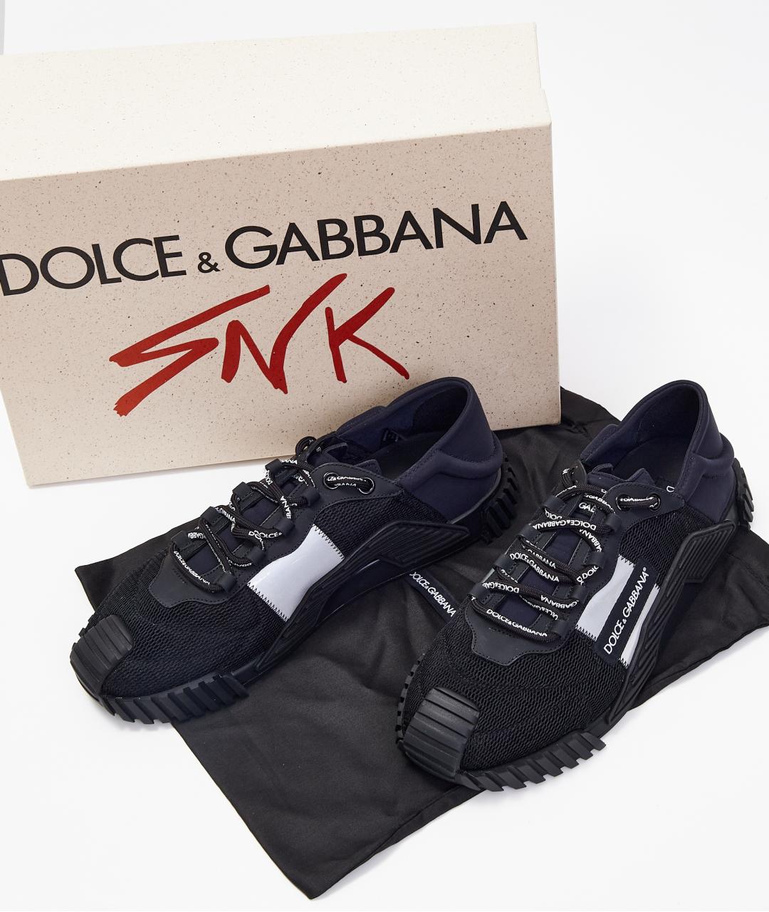 DOLCE&GABBANA Черные текстильные низкие кроссовки / кеды, фото 8