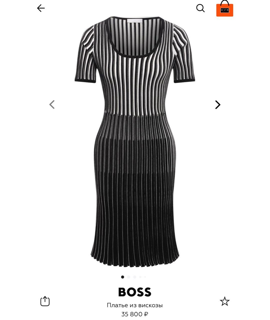 HUGO BOSS Черное вискозное повседневное платье, фото 8