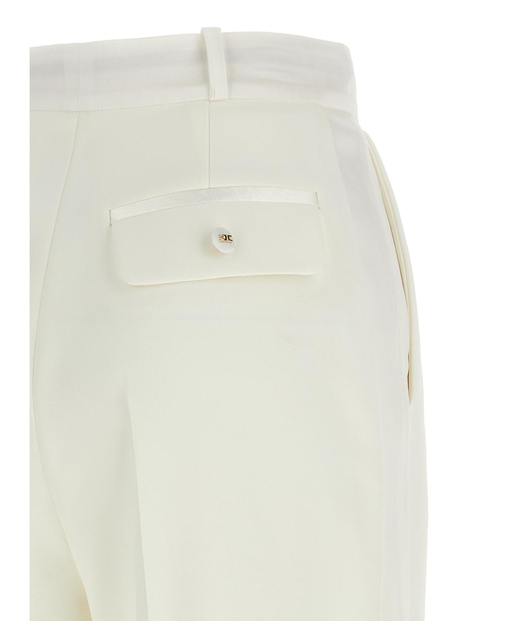 ELISABETTA FRANCHI Белые полиэстеровые прямые брюки, фото 4