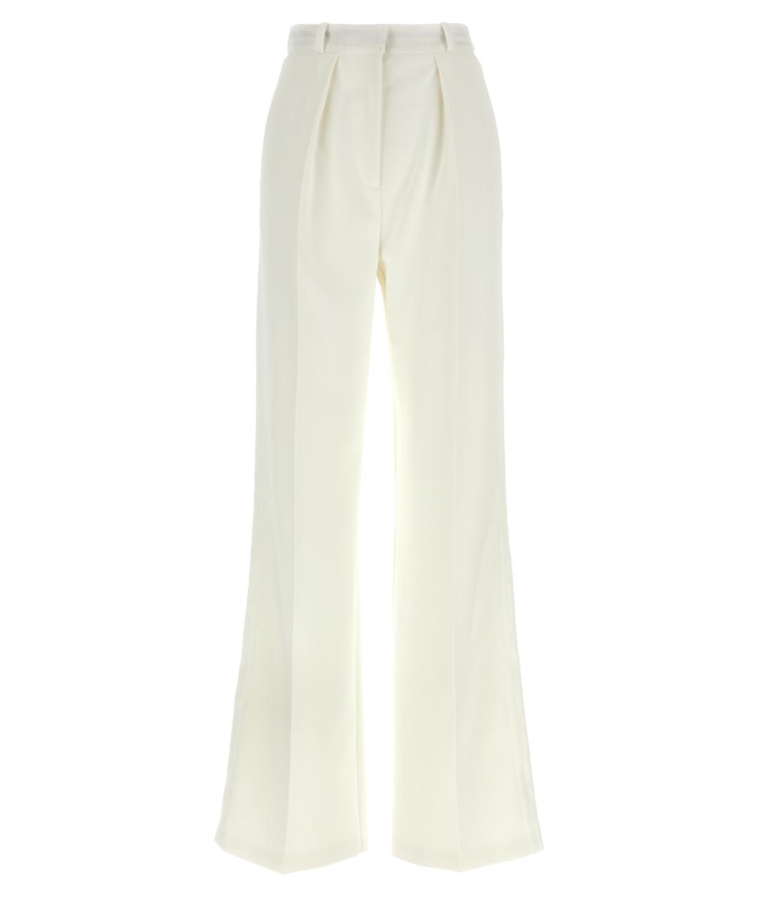 ELISABETTA FRANCHI Белые полиэстеровые прямые брюки, фото 1
