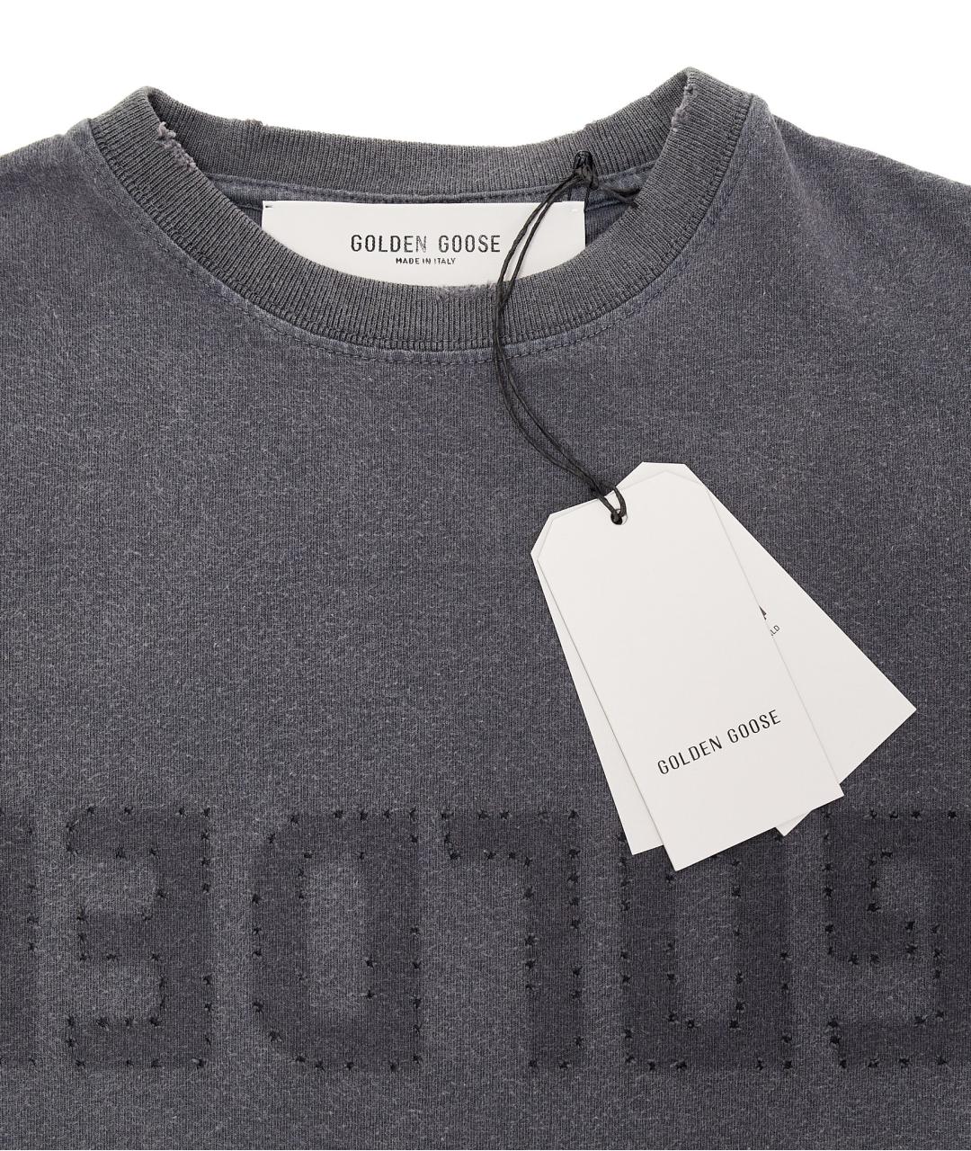 GOLDEN GOOSE DELUXE BRAND Серая хлопковая футболка, фото 3