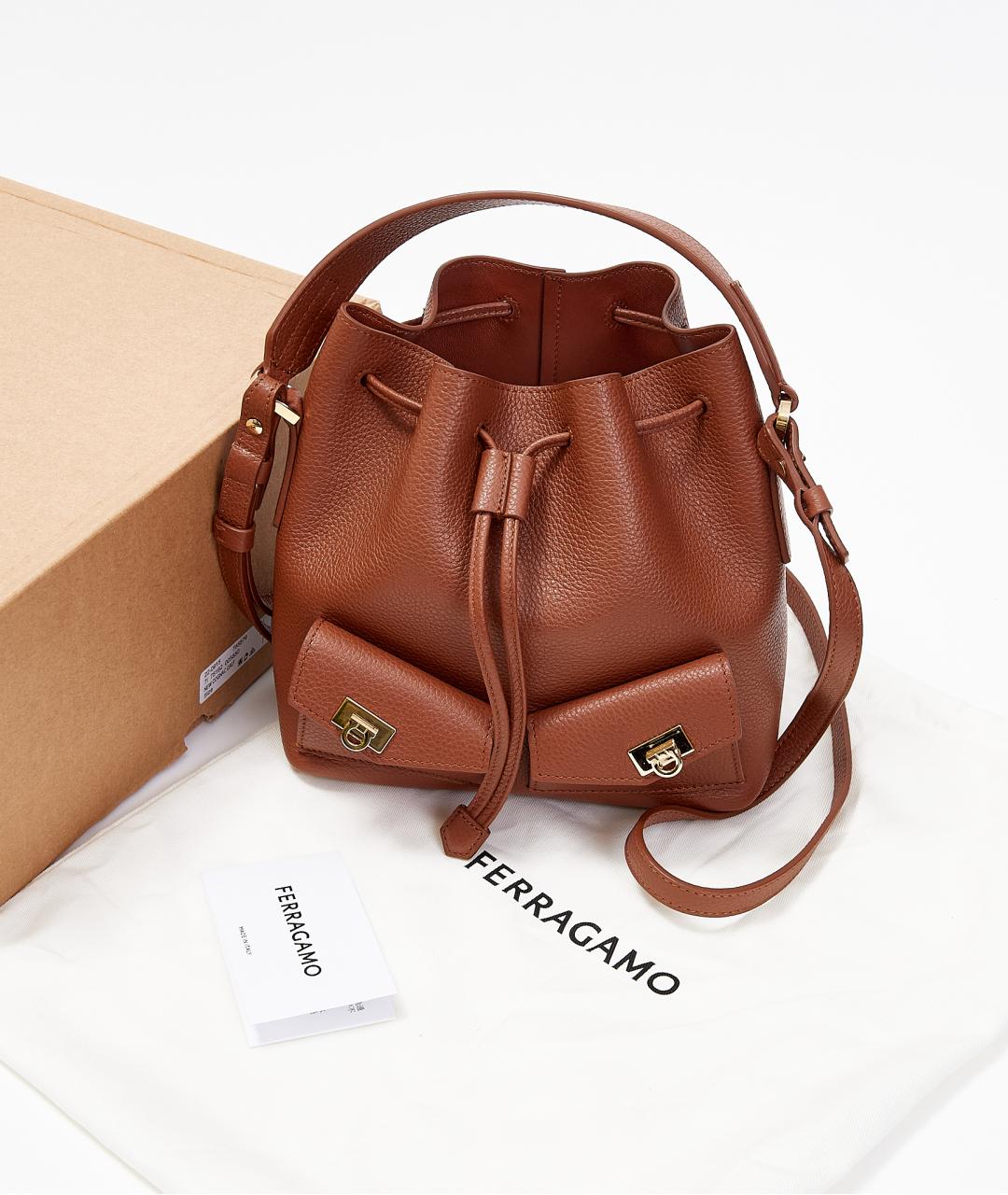 FERRAGAMO Коричневая кожаная сумка тоут, фото 8