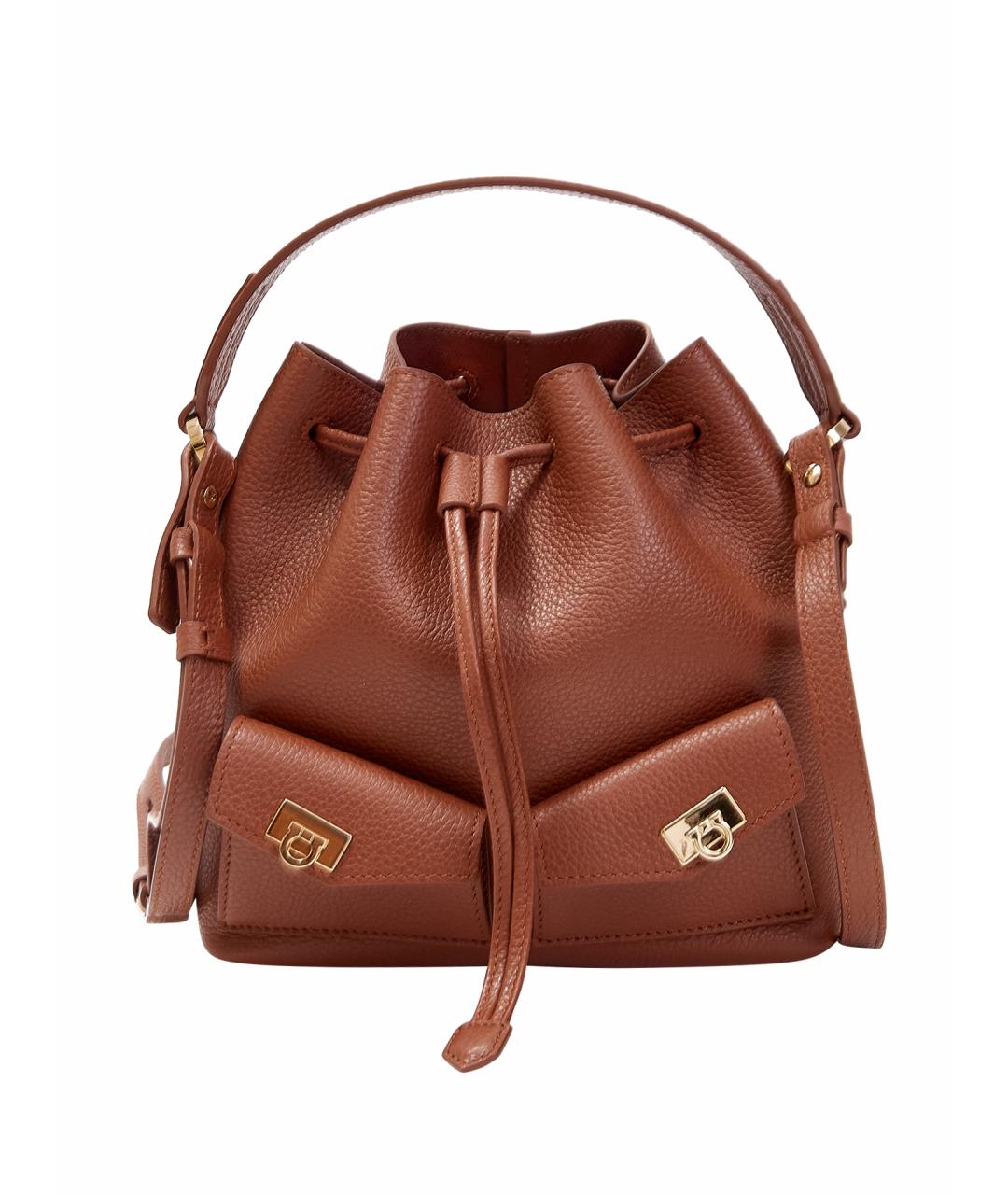 FERRAGAMO Коричневая кожаная сумка тоут, фото 1