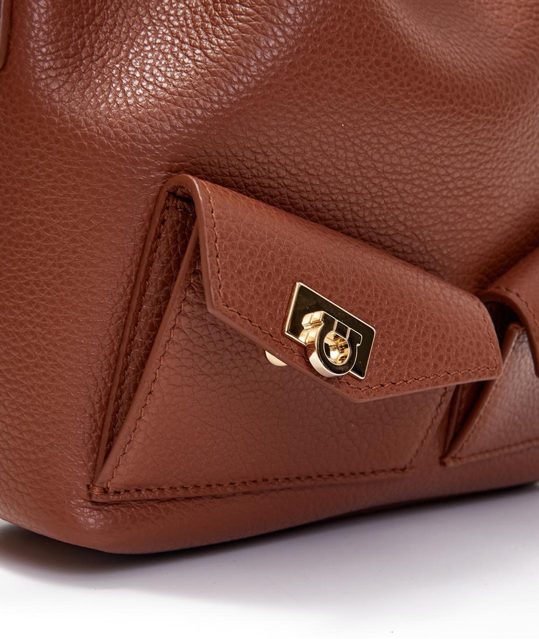 FERRAGAMO Коричневая кожаная сумка тоут, фото 5