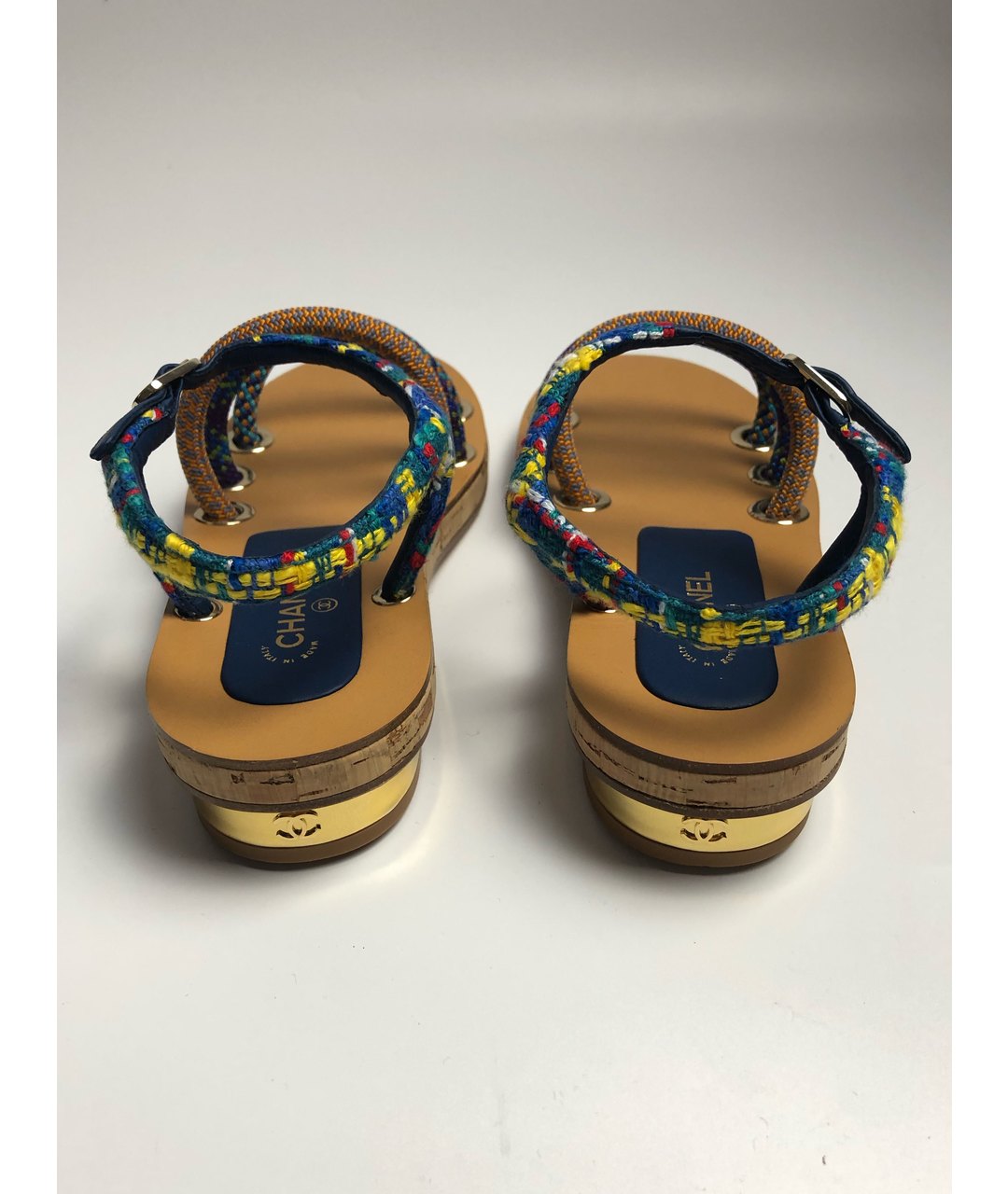 CHANEL PRE-OWNED Мульти текстильные сандалии, фото 3