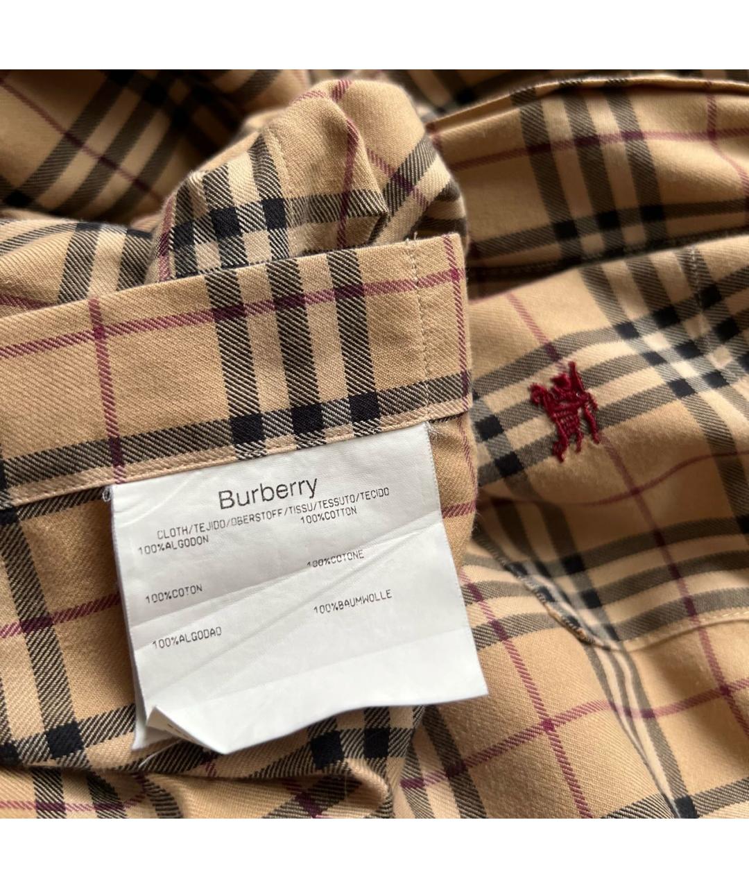 BURBERRY Коричневая хлопковая кэжуал рубашка, фото 3