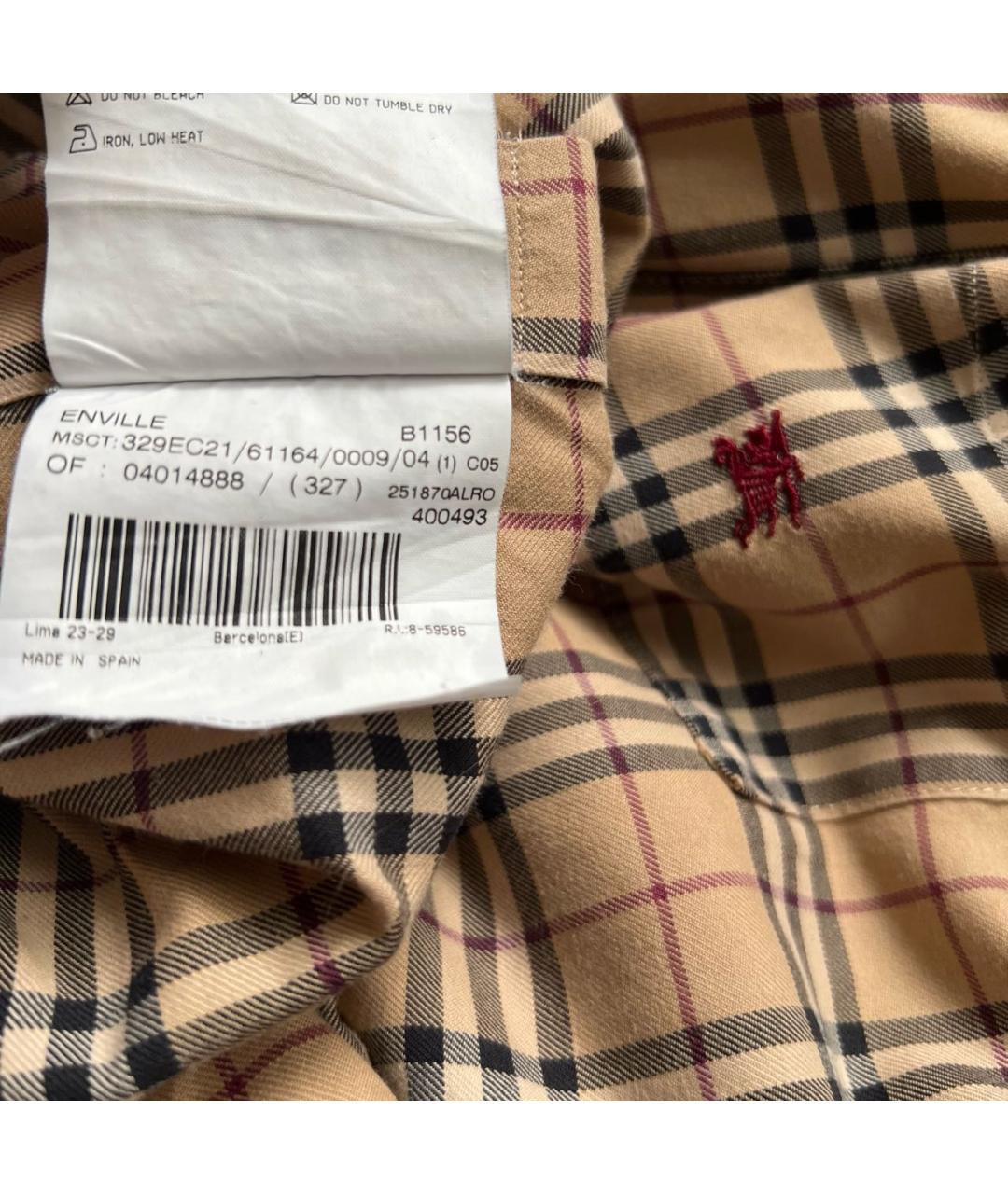 BURBERRY Коричневая хлопковая кэжуал рубашка, фото 4