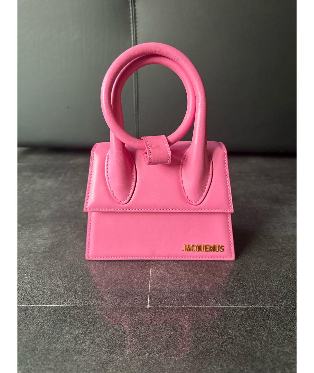 JACQUEMUS Розовая кожаная сумка через плечо, фото 5