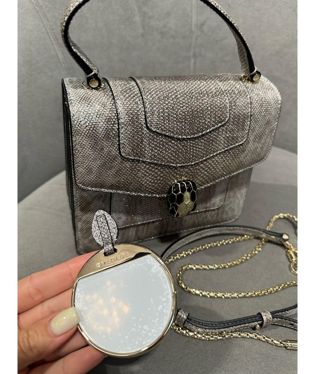 BVLGARI Антрацитовая кожаная сумка через плечо, фото 4