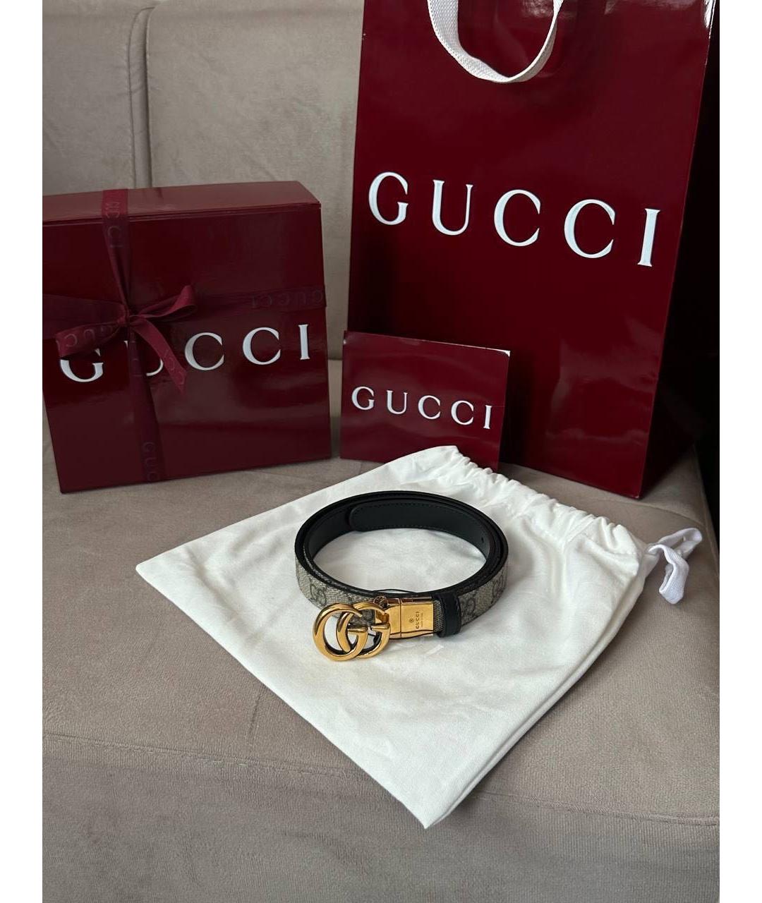 GUCCI Бежевый кожаный ремень, фото 4