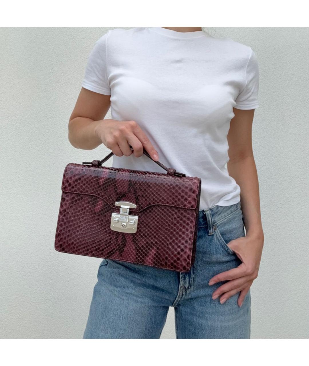 GUCCI Фиолетовая сумка с короткими ручками из экзотической кожи, фото 5