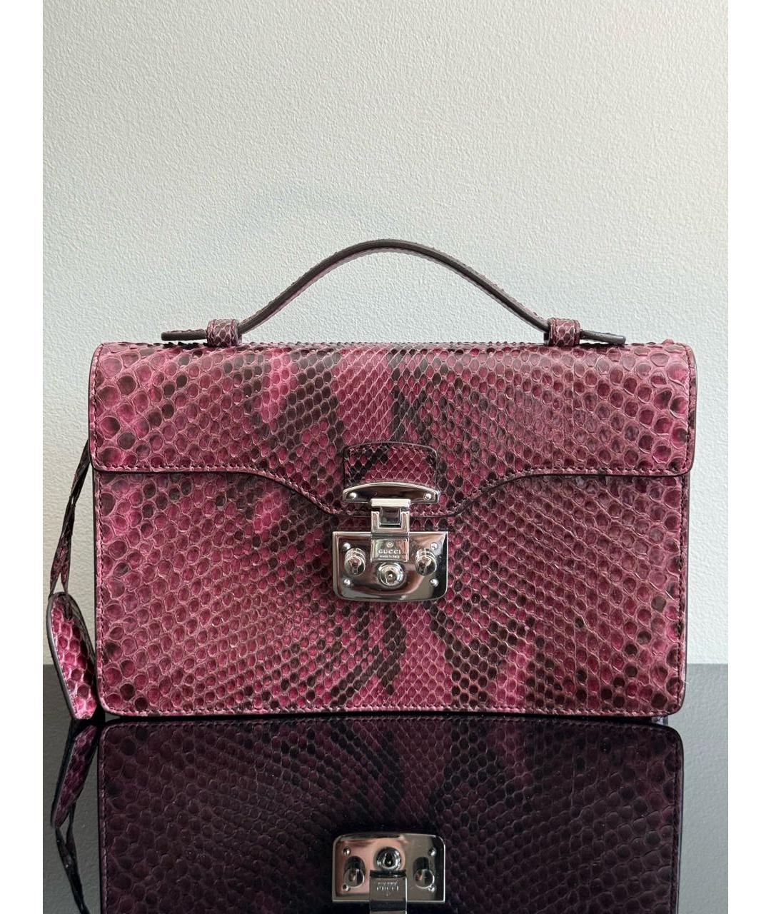 GUCCI Фиолетовая сумка с короткими ручками из экзотической кожи, фото 2
