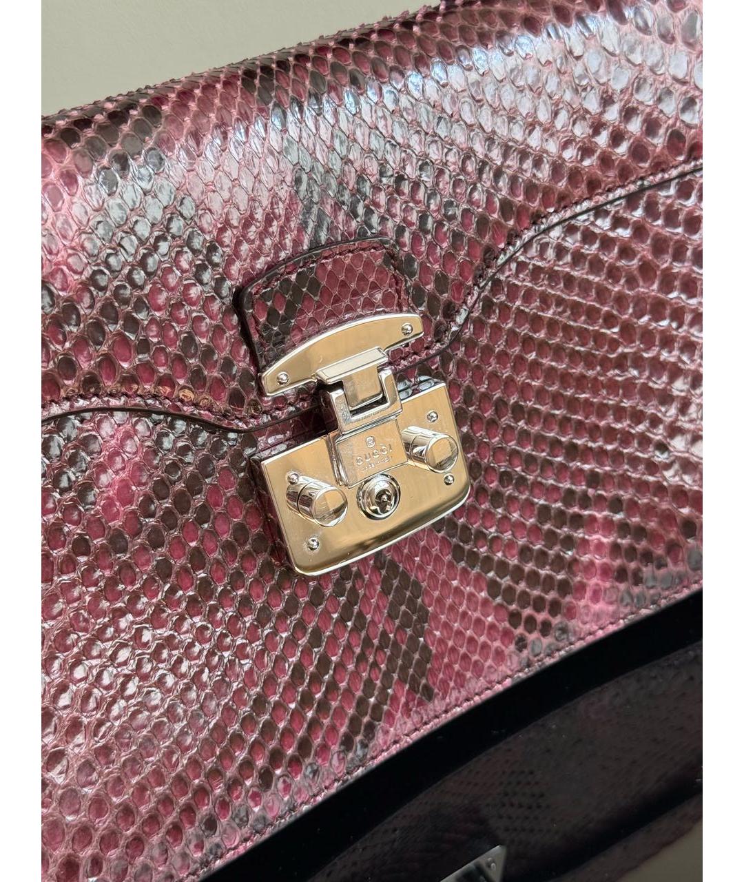 GUCCI Фиолетовая сумка с короткими ручками из экзотической кожи, фото 6