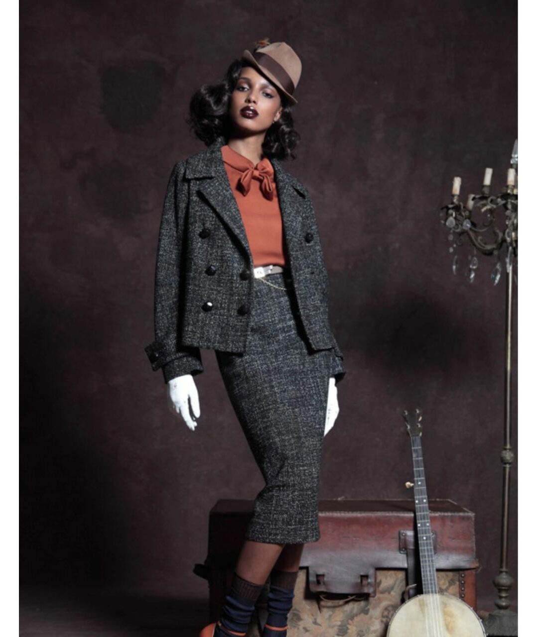 DSQUARED2 Антрацитовая твидовая юбка миди, фото 6