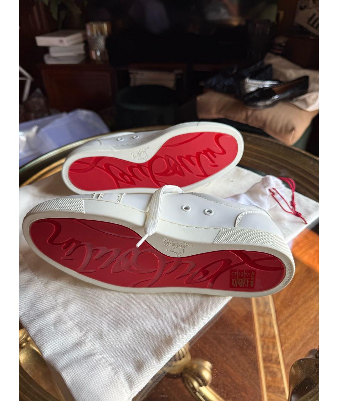 CHRISTIAN LOUBOUTIN Белые кожаные кеды, фото 4