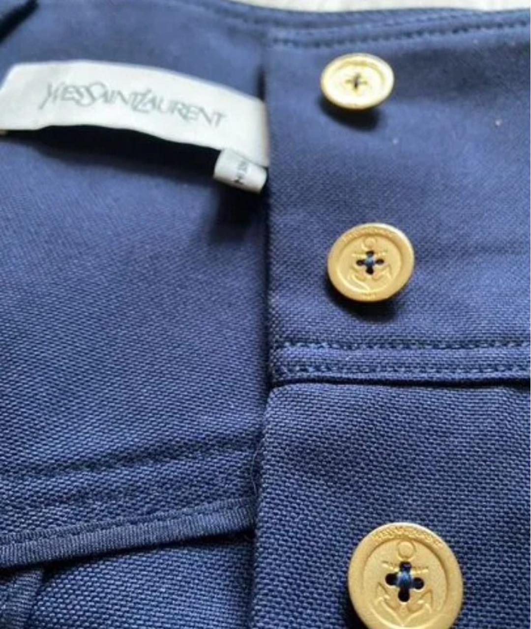 SAINT LAURENT Синяя хлопковая юбка мини, фото 4