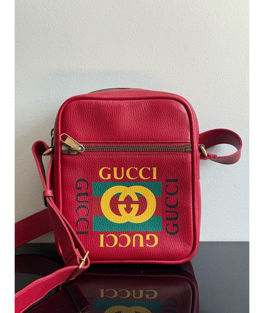 GUCCI Красная кожаная сумка на плечо, фото 2
