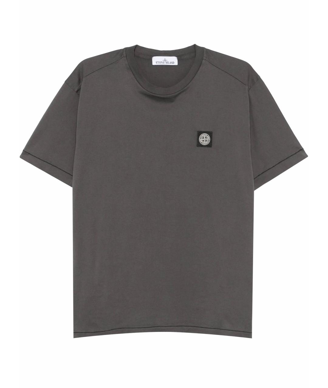 STONE ISLAND Серая хлопковая футболка, фото 1