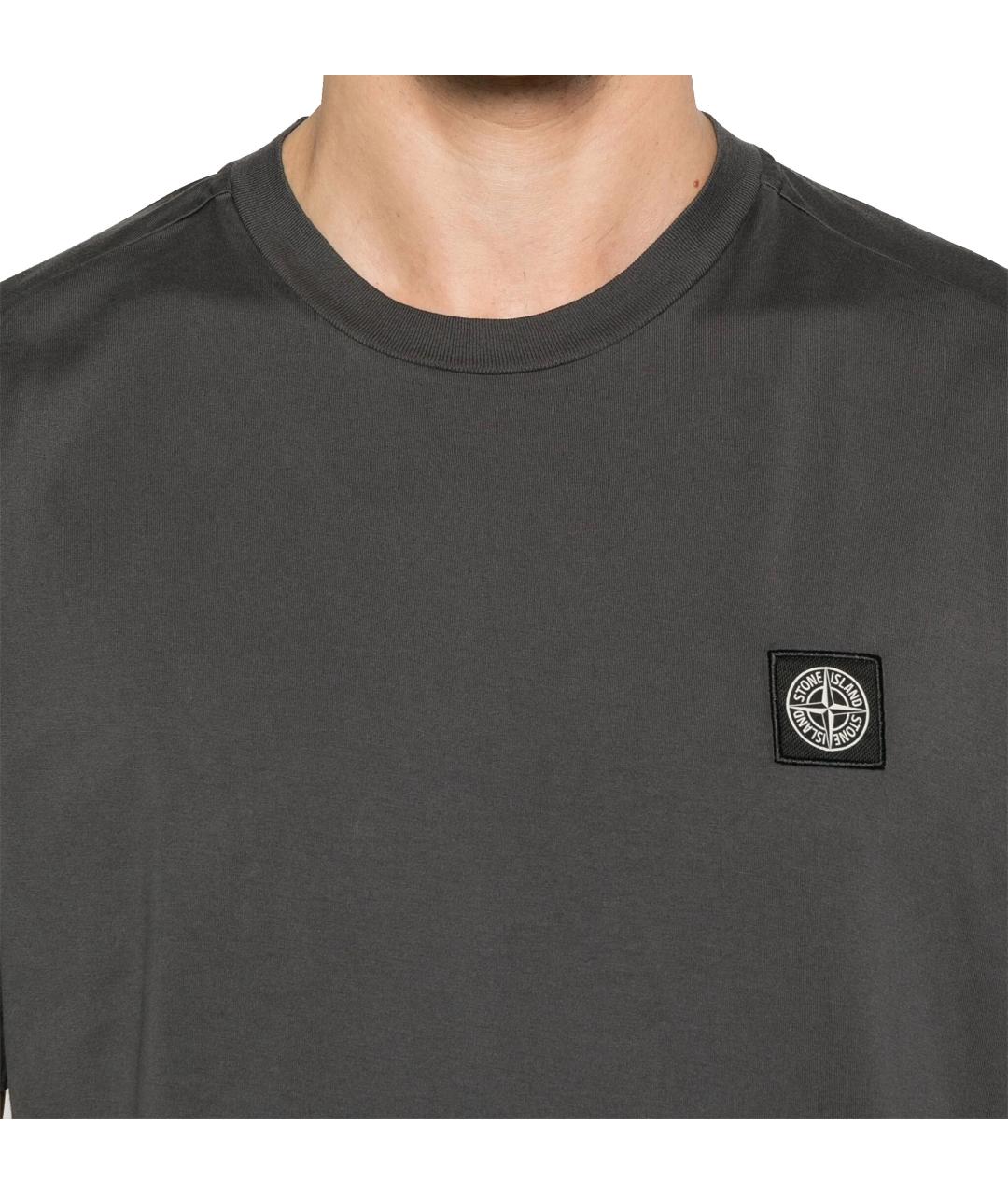 STONE ISLAND Серая хлопковая футболка, фото 3