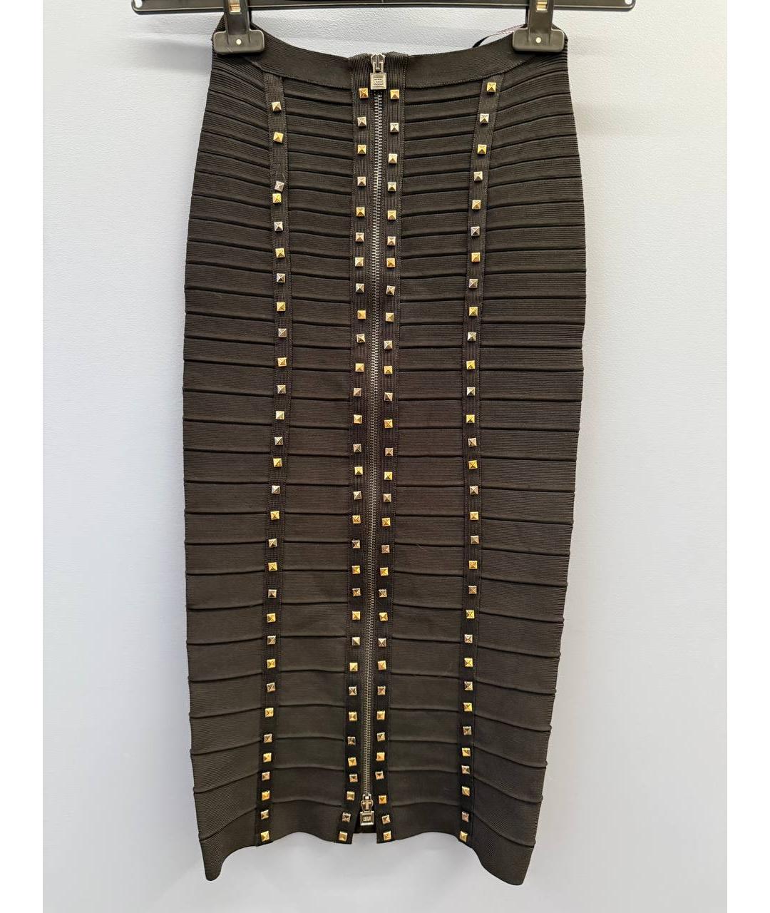 HERVE LEGER Черная хлопковая юбка макси, фото 8