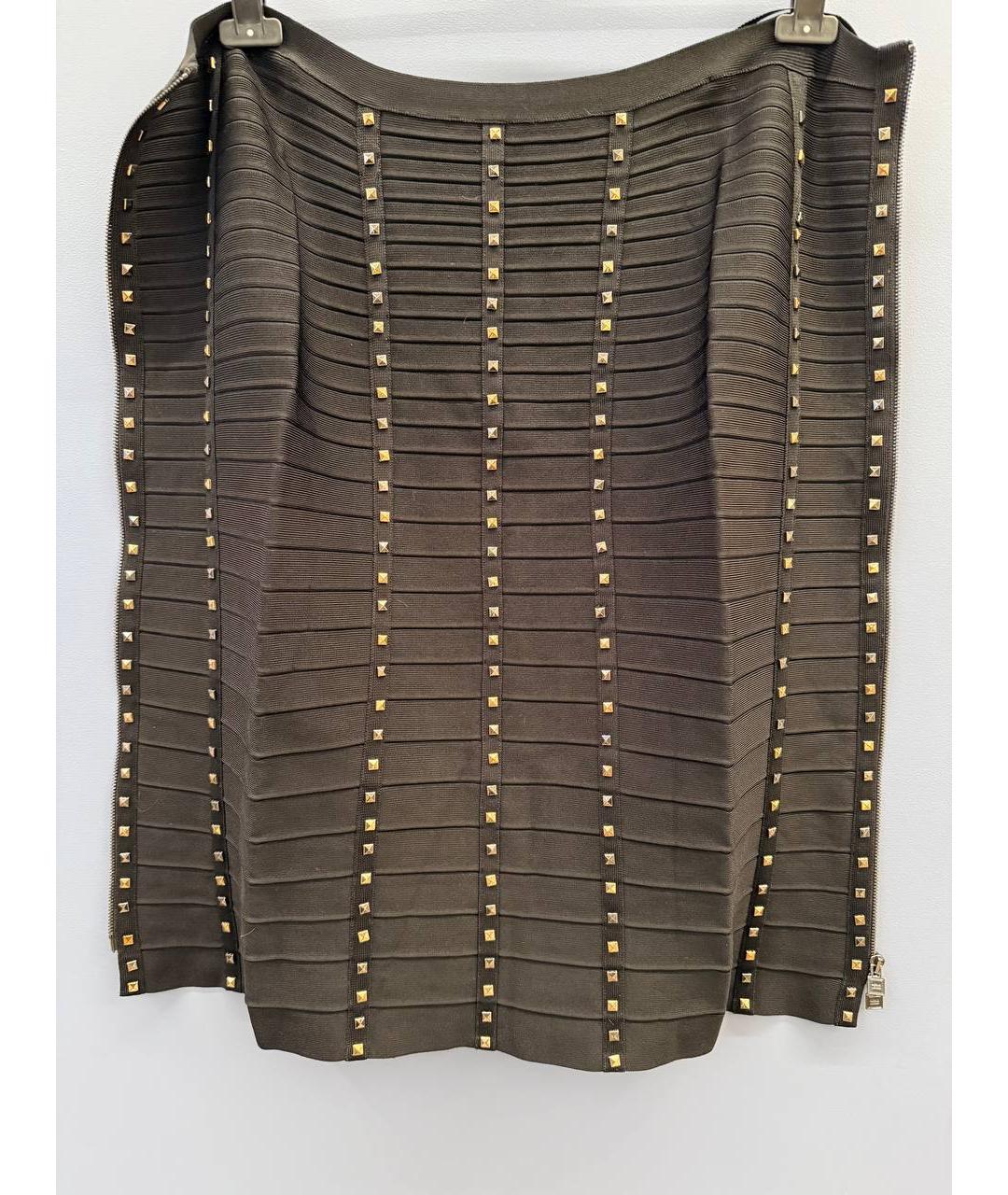 HERVE LEGER Черная хлопковая юбка макси, фото 7