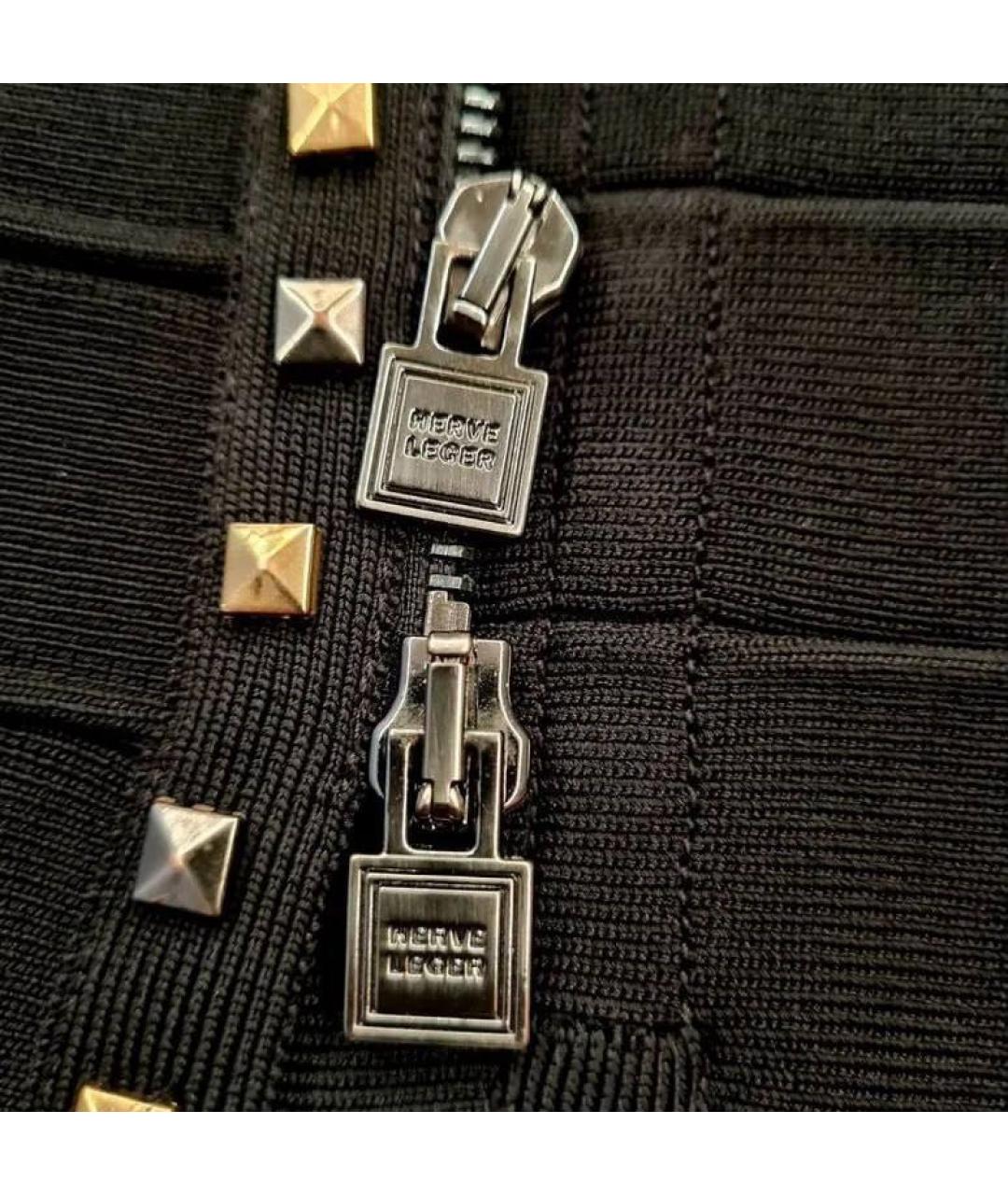 HERVE LEGER Черная хлопковая юбка макси, фото 5