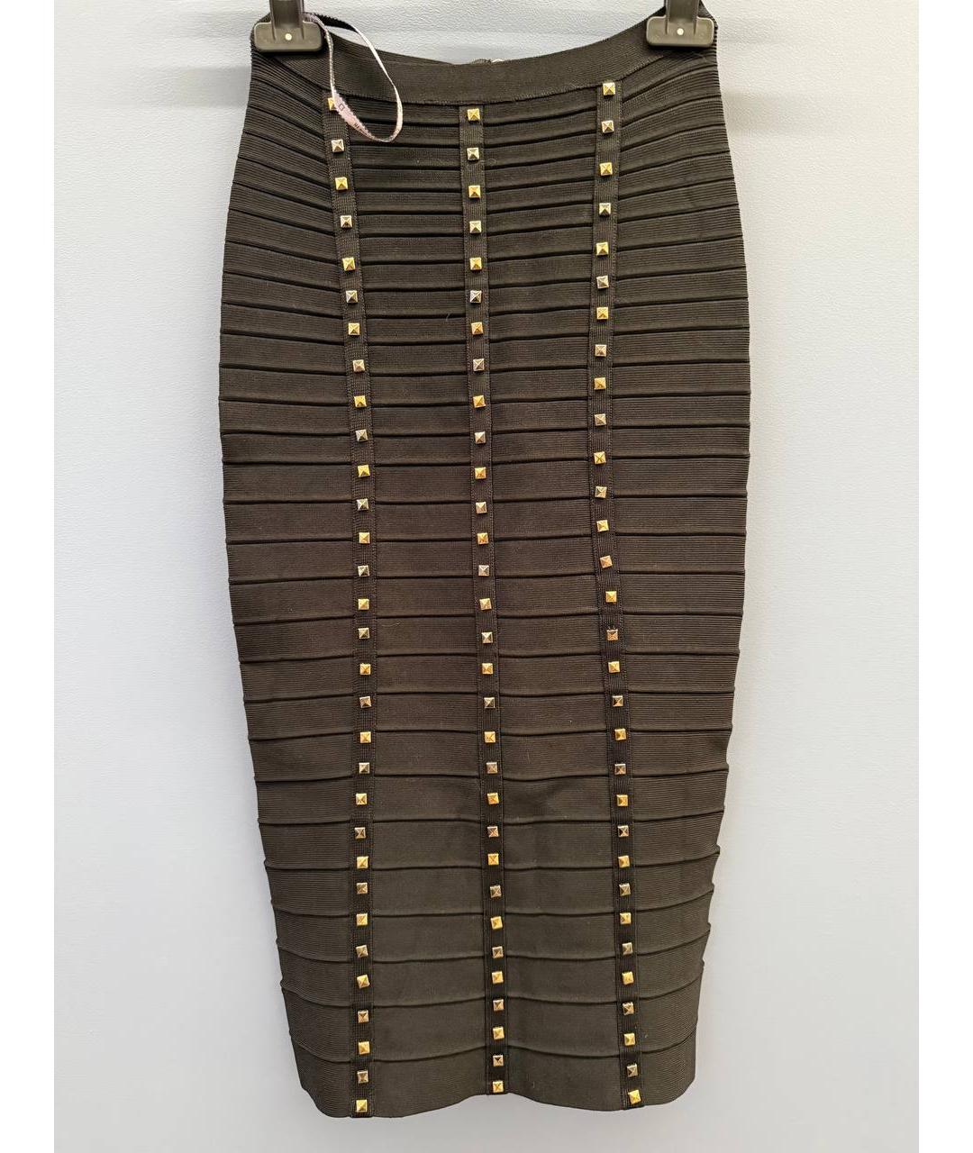 HERVE LEGER Черная хлопковая юбка макси, фото 2