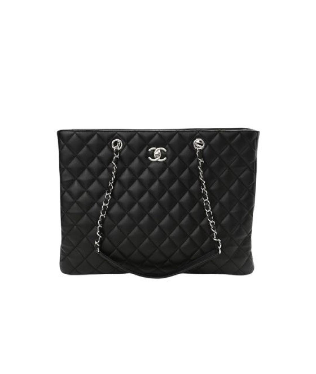 CHANEL Черная кожаная сумка тоут, фото 8