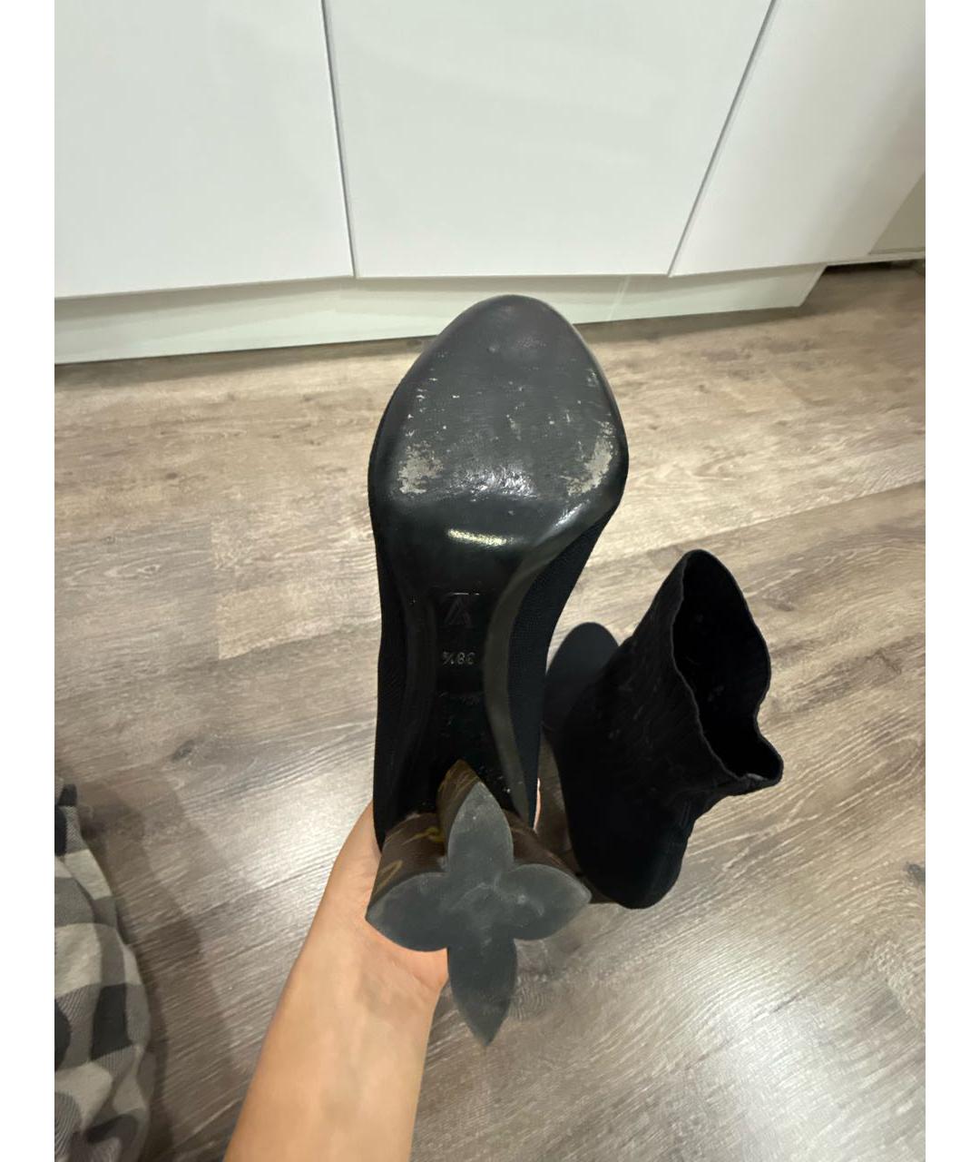 LOUIS VUITTON Черные текстильные ботильоны, фото 6