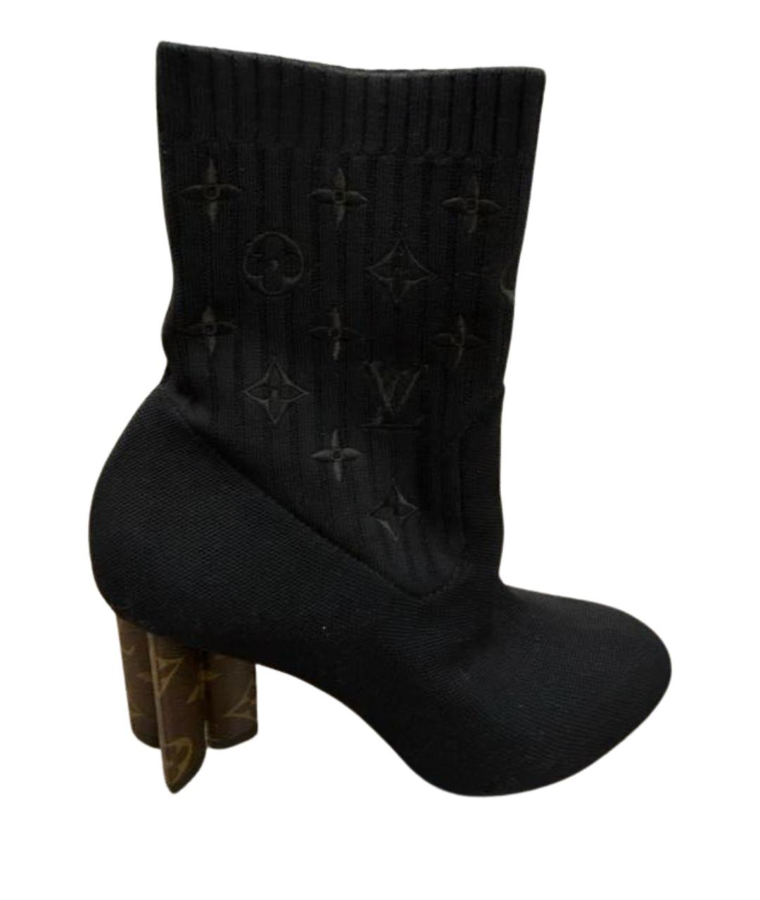 LOUIS VUITTON Черные текстильные ботильоны, фото 1