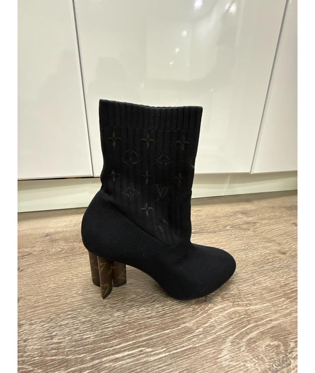 LOUIS VUITTON Черные текстильные ботильоны, фото 9