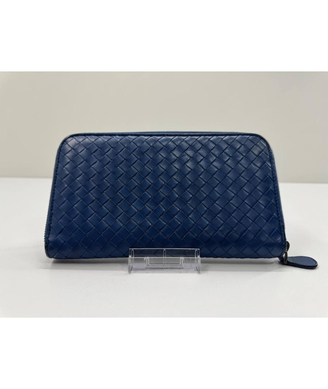 BOTTEGA VENETA Синий кожаный кошелек, фото 2
