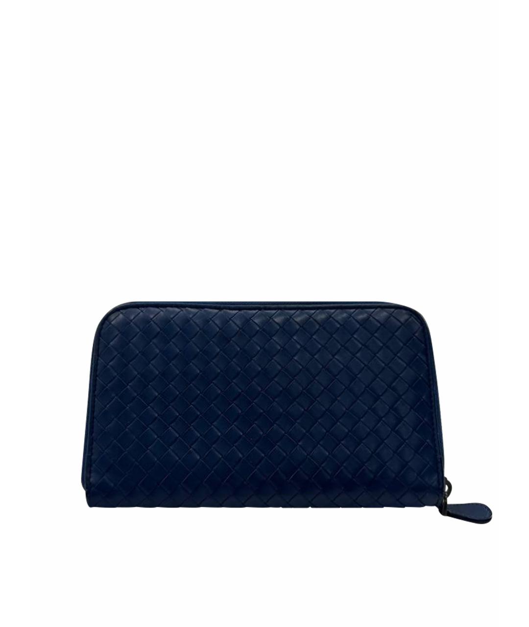 BOTTEGA VENETA Синий кожаный кошелек, фото 1