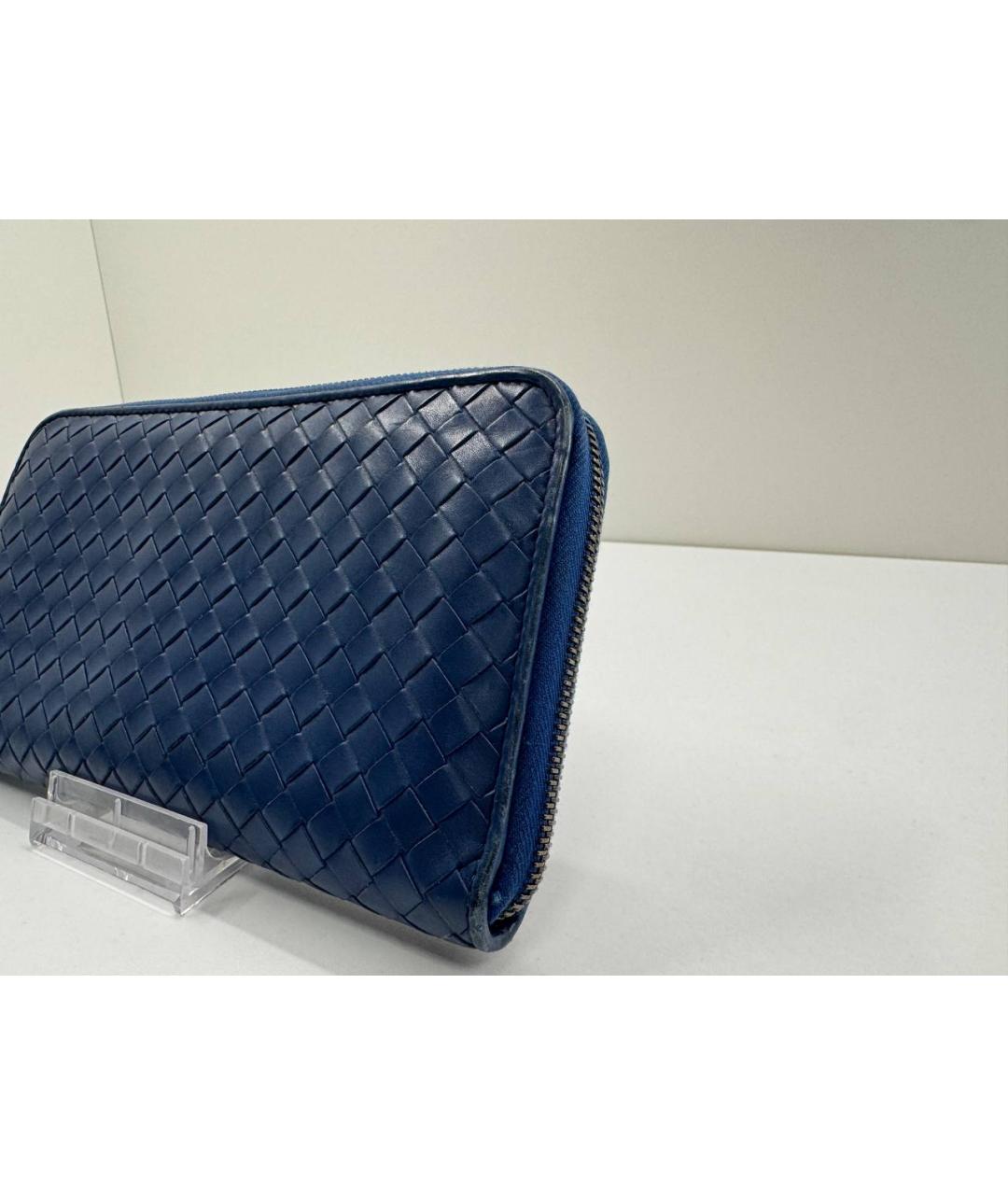 BOTTEGA VENETA Синий кожаный кошелек, фото 6