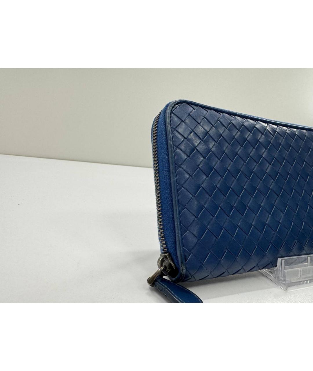 BOTTEGA VENETA Синий кожаный кошелек, фото 7