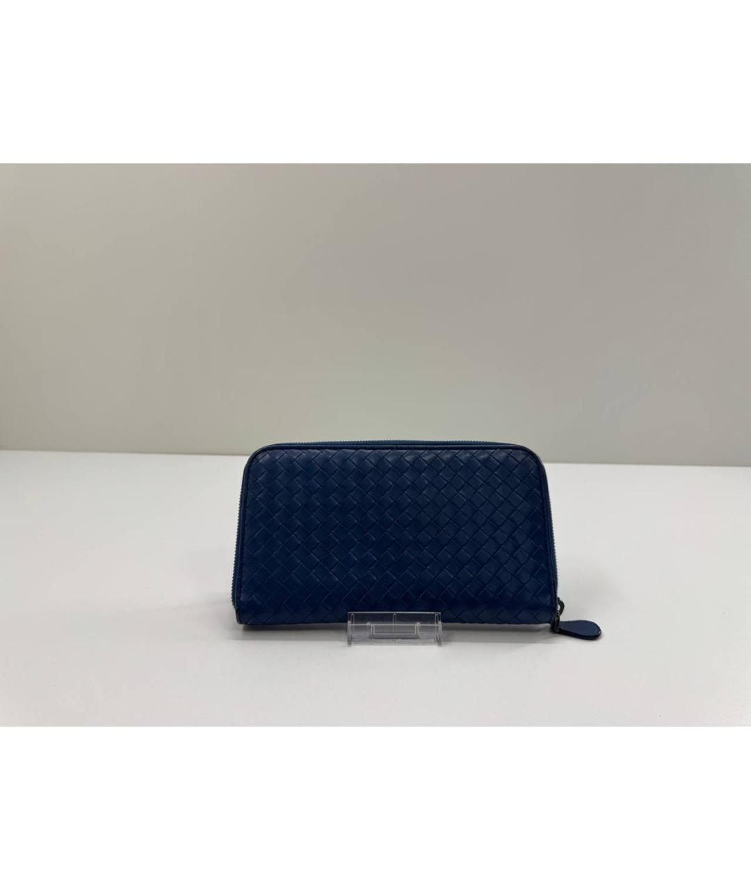 BOTTEGA VENETA Синий кожаный кошелек, фото 9