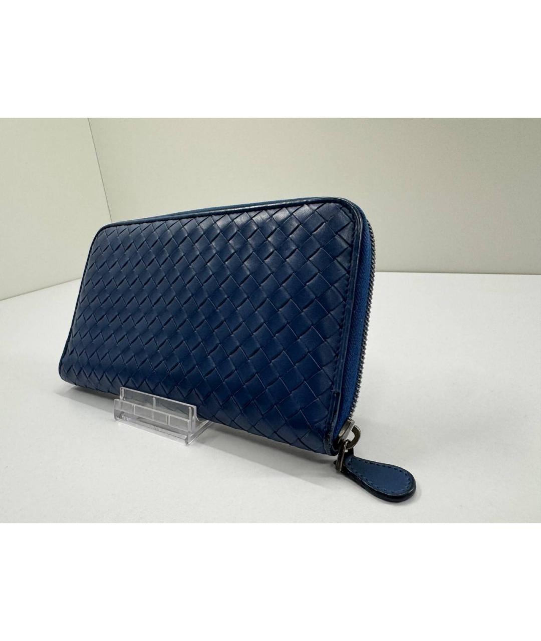 BOTTEGA VENETA Синий кожаный кошелек, фото 3