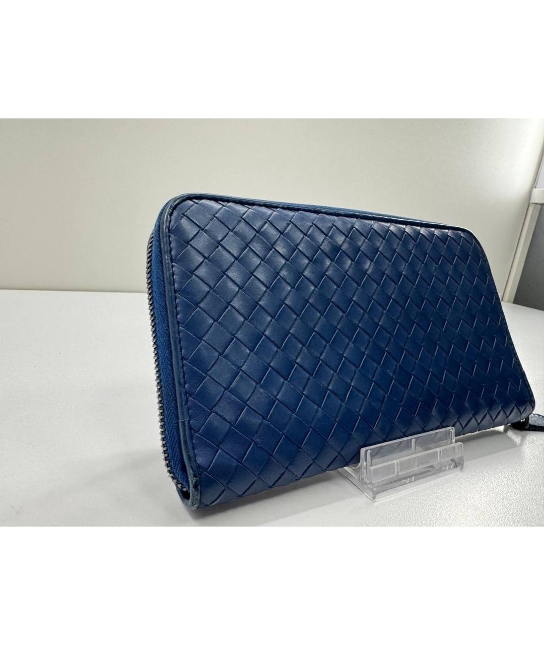 BOTTEGA VENETA Синий кожаный кошелек, фото 4